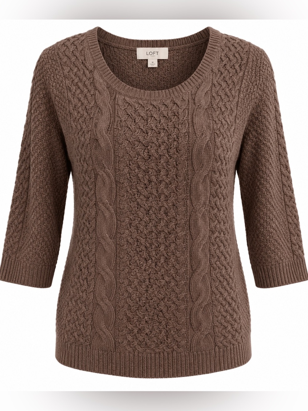 LOFT brown 3/4 sleeve sweater
